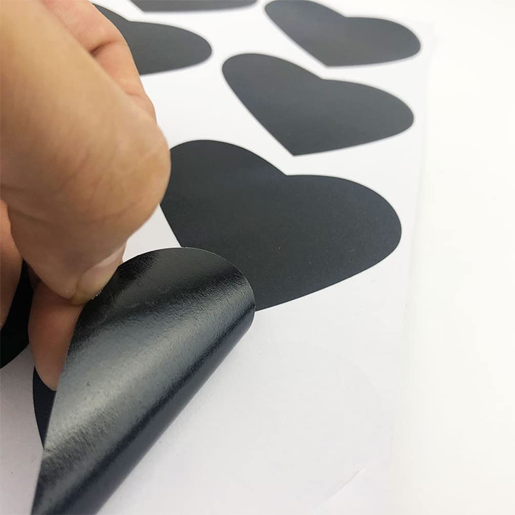 10 Sheets Heart Shaped Chalkboard Labels Erasable Black Sticker for Bottles Jars Kitchen Home Party Decoration