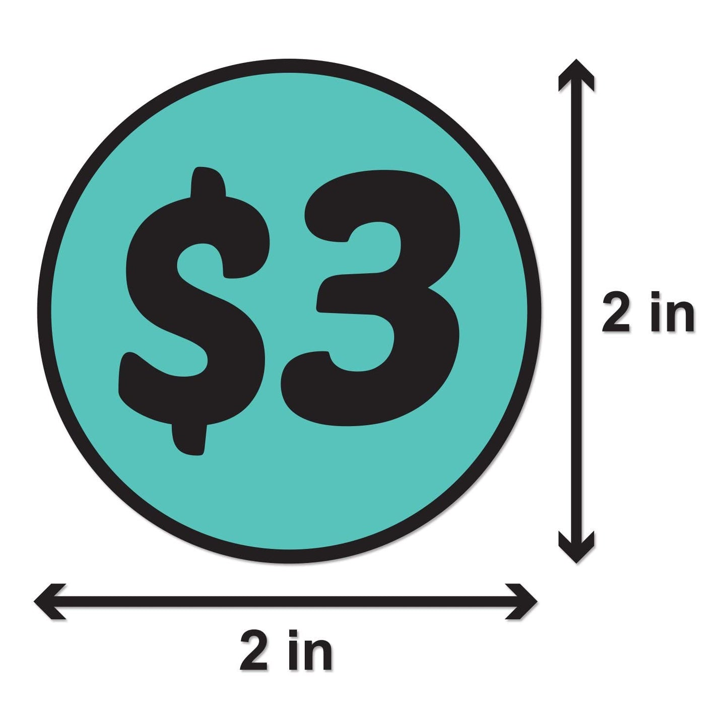 3 Dollar Price Stickers (2 inch, Turquoise, Circle Dot - 300 Labels) 3 Dollar Stickers for Garage Sales, Yard Sales, or Retail Stores 1 Roll $3 / Blue