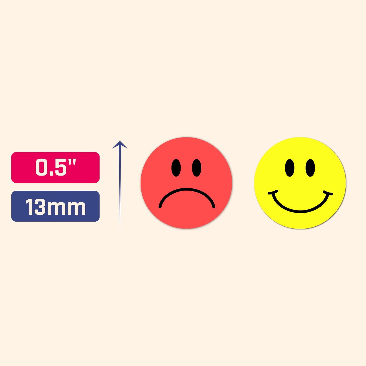 6000 Pieces - 1/2" Smiling Happy Sad Face Behavior Emotion Stickers, Red/Yellow 6000 Pieces