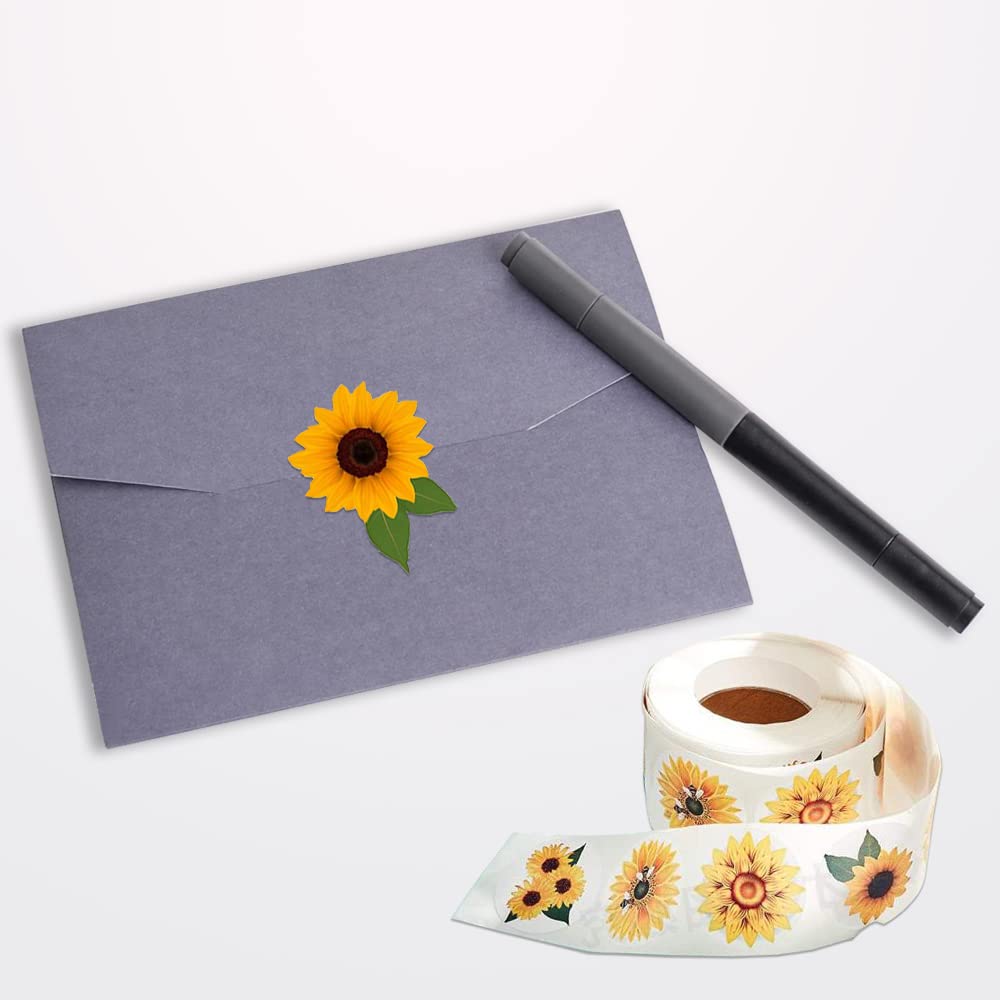 550 PCS Sunflower Stickers, SourceTon 500 PCS 1.5 Inch Sunflower Labels with 8 Sunflower Patterns Stickers Rolls Self Adhesive Seals and 50 PCS Sunflowers Mixed Stickers