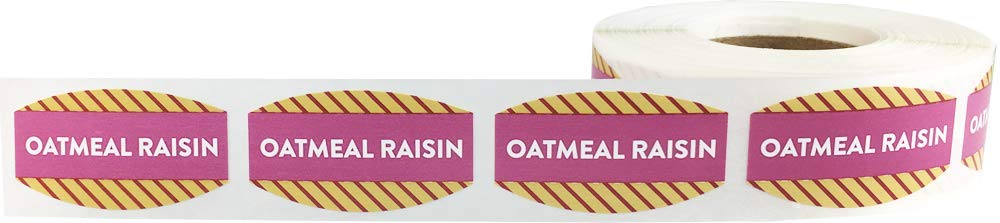 Oatmeal Raisin Grocery Store Food Labels .75 x 1.375 Inch Oval Shape 500 Total Adhesive Stickers Oatmeal Raisin