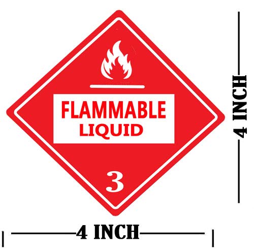 YOUOK Red Hazard Class 3 D.O.T.Flammable Liquid Rhombus,4inch Warning Stickers Adhesive Labels for Boxes,Shipping Package Warning(300PCS/ROLL)