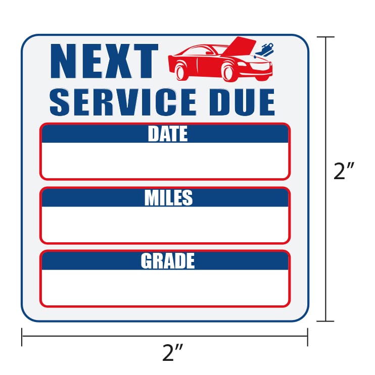 Oil Change Stickers 250 Pcs Per Roll-Service Reminder Stickers-2 inches x 2 inches Premium Clear Stock-Windshield-Checkered Flag- Peel & Write and Stick with No Residue Car Sticker.