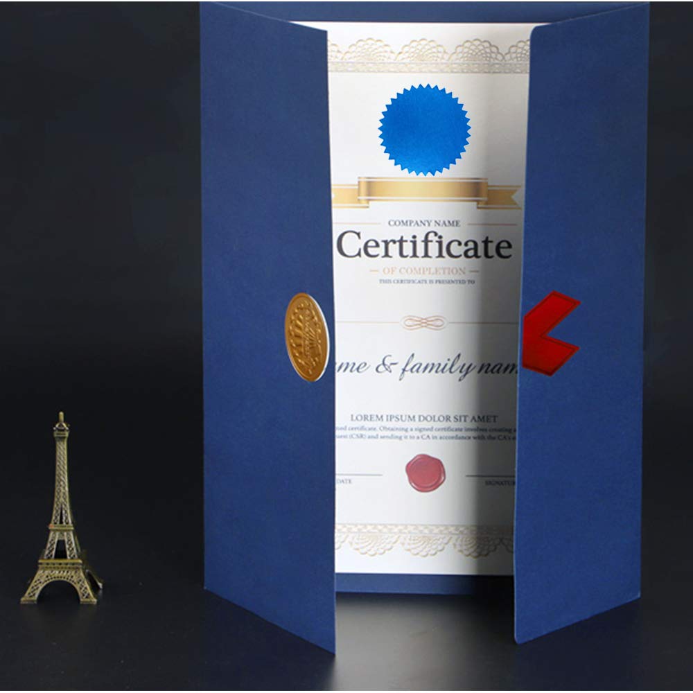 2" Certificate Paper Reward Stickers Embossing Labels with Serrated Edge 300 Stickers, Bright Foil Paper, Blue