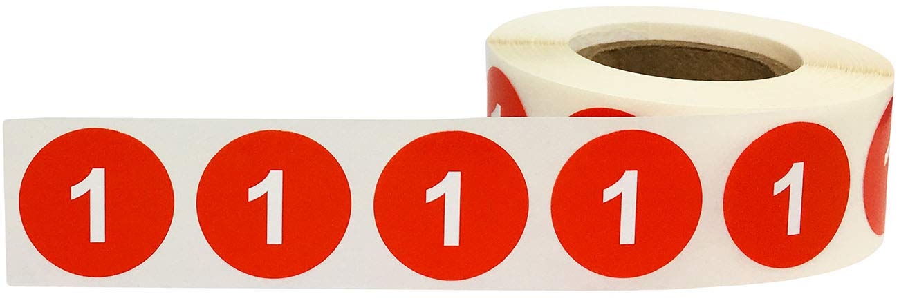 Red Number 1 Stickers 0.75 Inch 500 Labels On A Roll #1