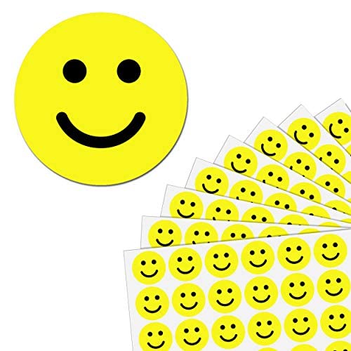 600 Pack, 1" Smiling Happy Smile Face Stickers, Yellow 600 Pieces