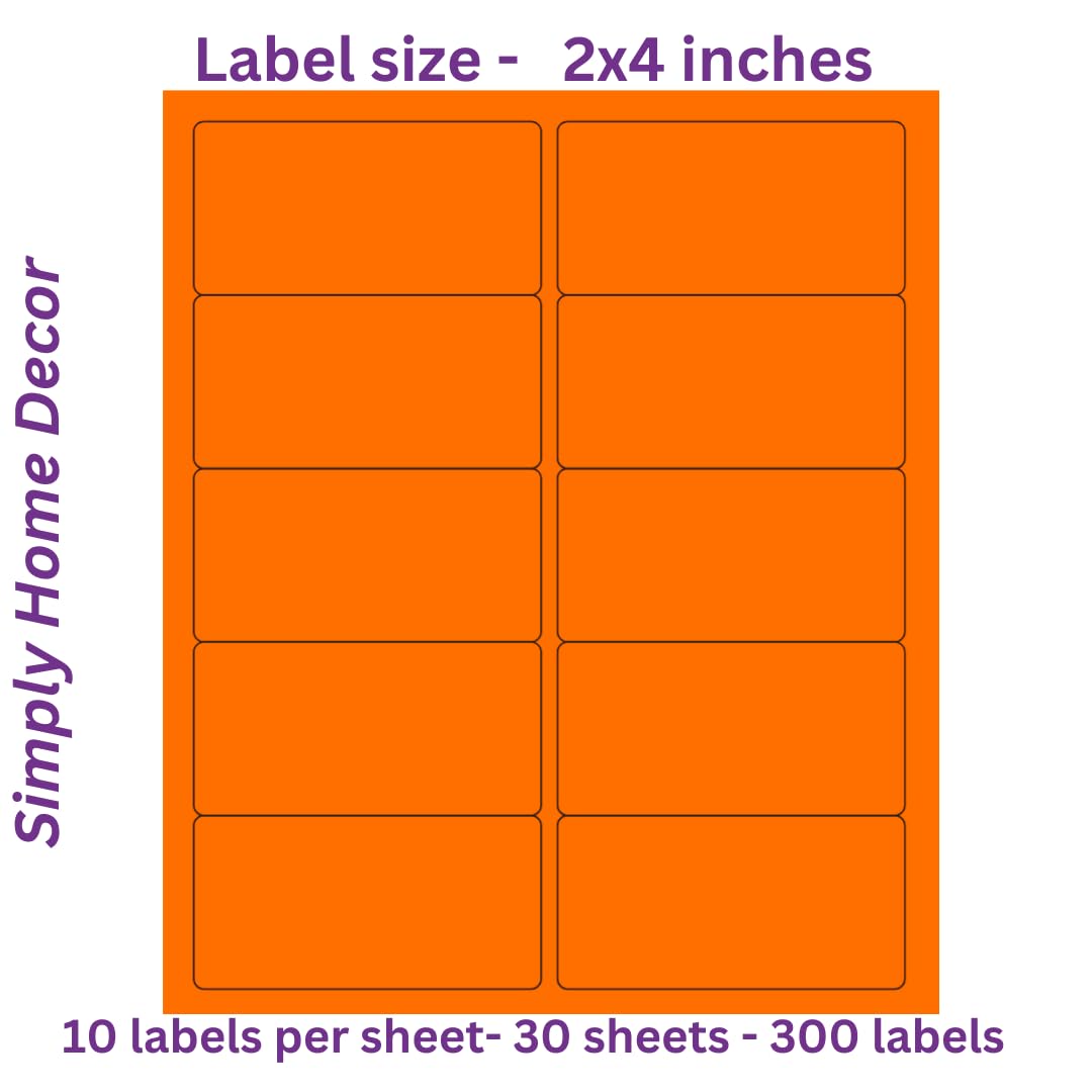 2x4 inches Color Address Labels - Fluoroscent Address Label (Orange)