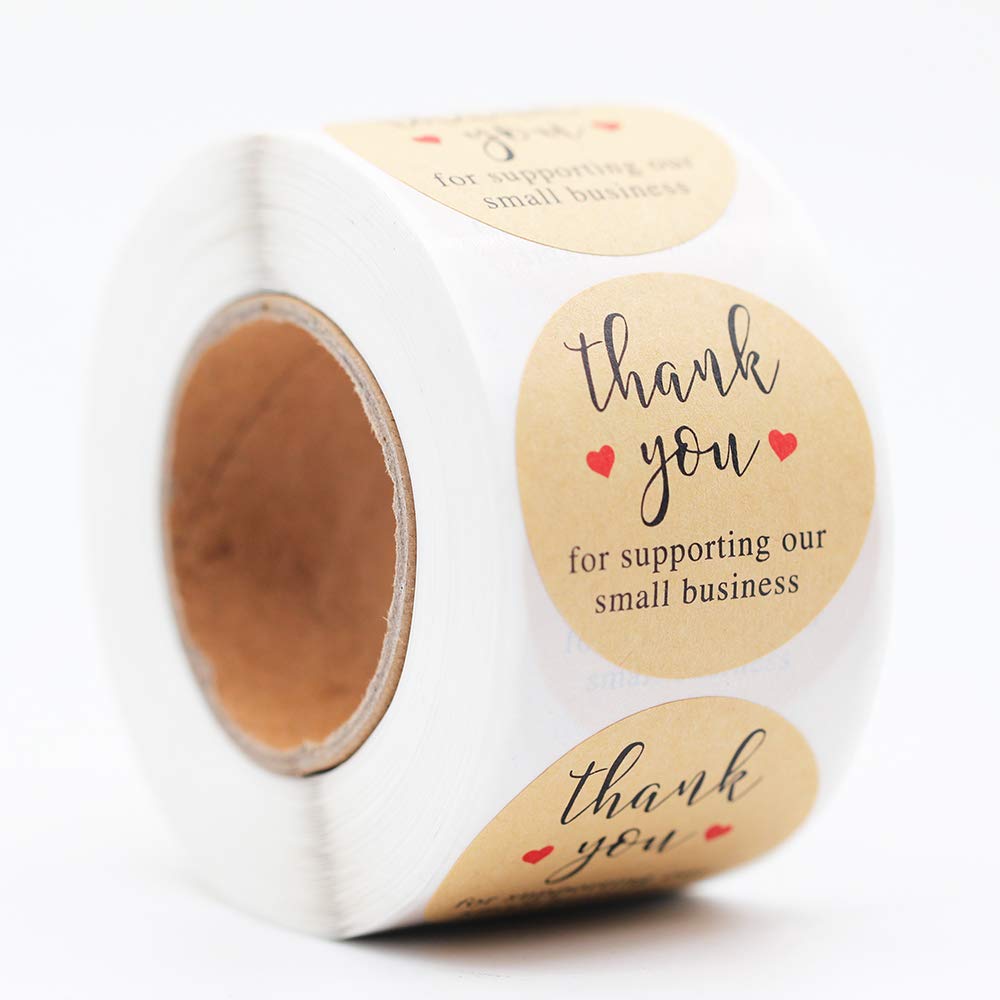 YOGET 1.5'' Thank You for Supporting Our Small Business, Kraft Paper Thank You Stickers, 500 Labels Per Roll Our business