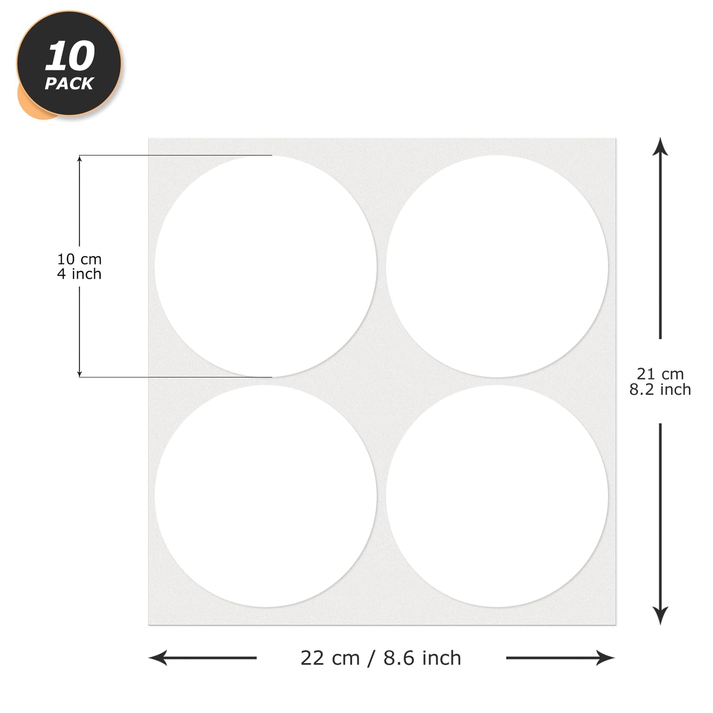 White Dot Stickers 4 Inches Round Sticker, Circle Colored Labels Color Coding Labels for Office Classroom Toddlers Activity 40 Pieces White