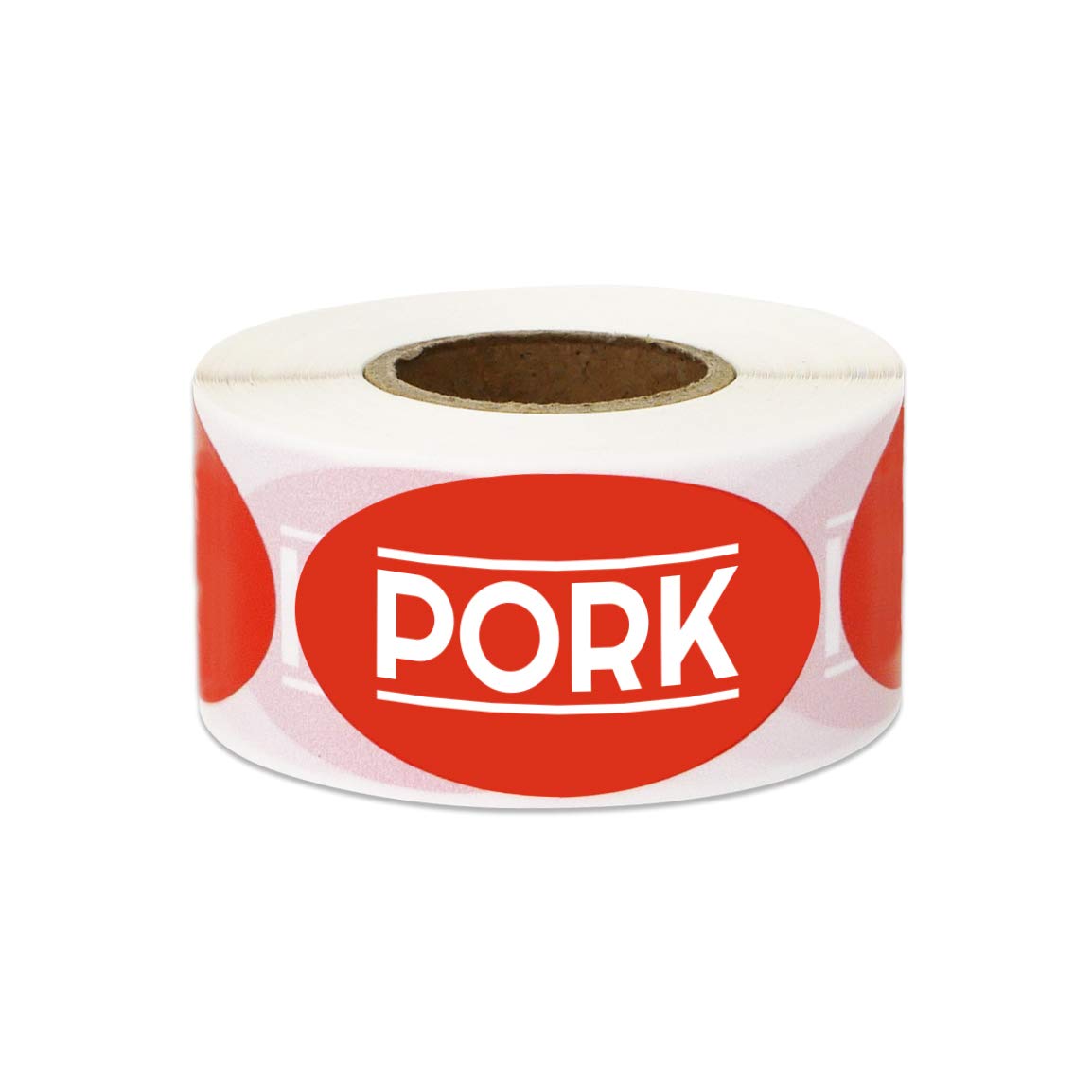 Pork Stickers - 1.75 x 1 Inch Pork Meat Labels in Bright Red for Restaurant Deli Food Truck Meat Markets Supermarket Grocery Store Stickers Food Meal Choice Package Label - 300 Count/Roll 300 Labels