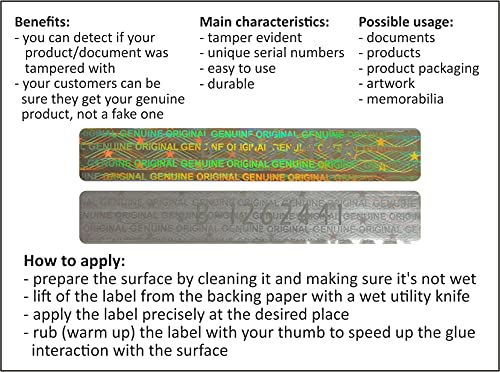 100 pcs Silver Hologram Seals 1.89 x .29 Inch, Security Warranty Stickers, Void Tamper evident Holographic Labels