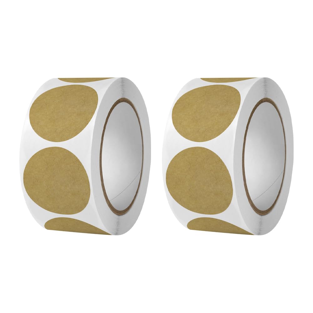 2 Rolls 1 Inch Round Kraft Paper Stickers Blank Circle Label Stickers Color Coding Label Dots Envelope Seal Stickers Gift Packaging Stickers