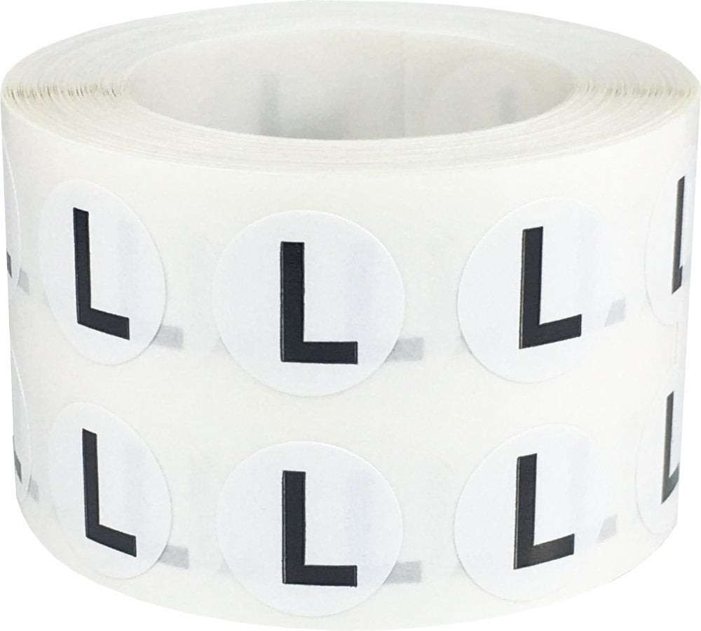 Alphabet Letters L Stickers for Arts and Crafts, Semi-Gloss Paper with Strong Adhesive, Ideal for Inventory Organization, and Filing, 1/2 Inch Round, 1000 Labels per Roll