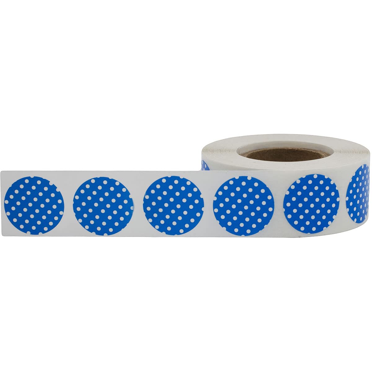 Blue with White Polka Dot Color Coding Labels - 3/4" Inch Round Circle Dots, 500 Total Adhesive Stickers on a Roll for Inventory and Crafting - Made in The USA Blue With White Polka Dots
