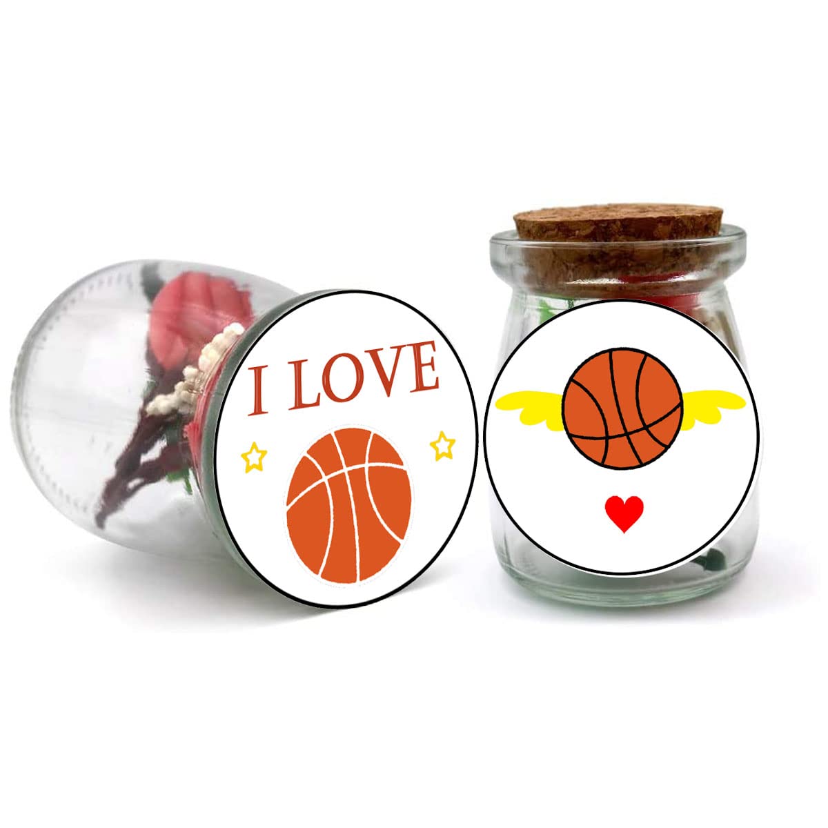 Basketball Labels Stickers, 1.5 inch Round Basketball Sport Party Supplies Decorations Bag Favors Stickers, Jar Containers Letter DIY Labels Decals (500Pcs)