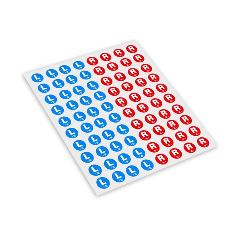 3 Sheets 15mm L & R Stickers for Marking Left and Right Direction Indicator Sticker English and Chinese Stickers Printed with 'L' 'R' '左' '右' Waterproof L R Label Stickers, Blue L and Red R