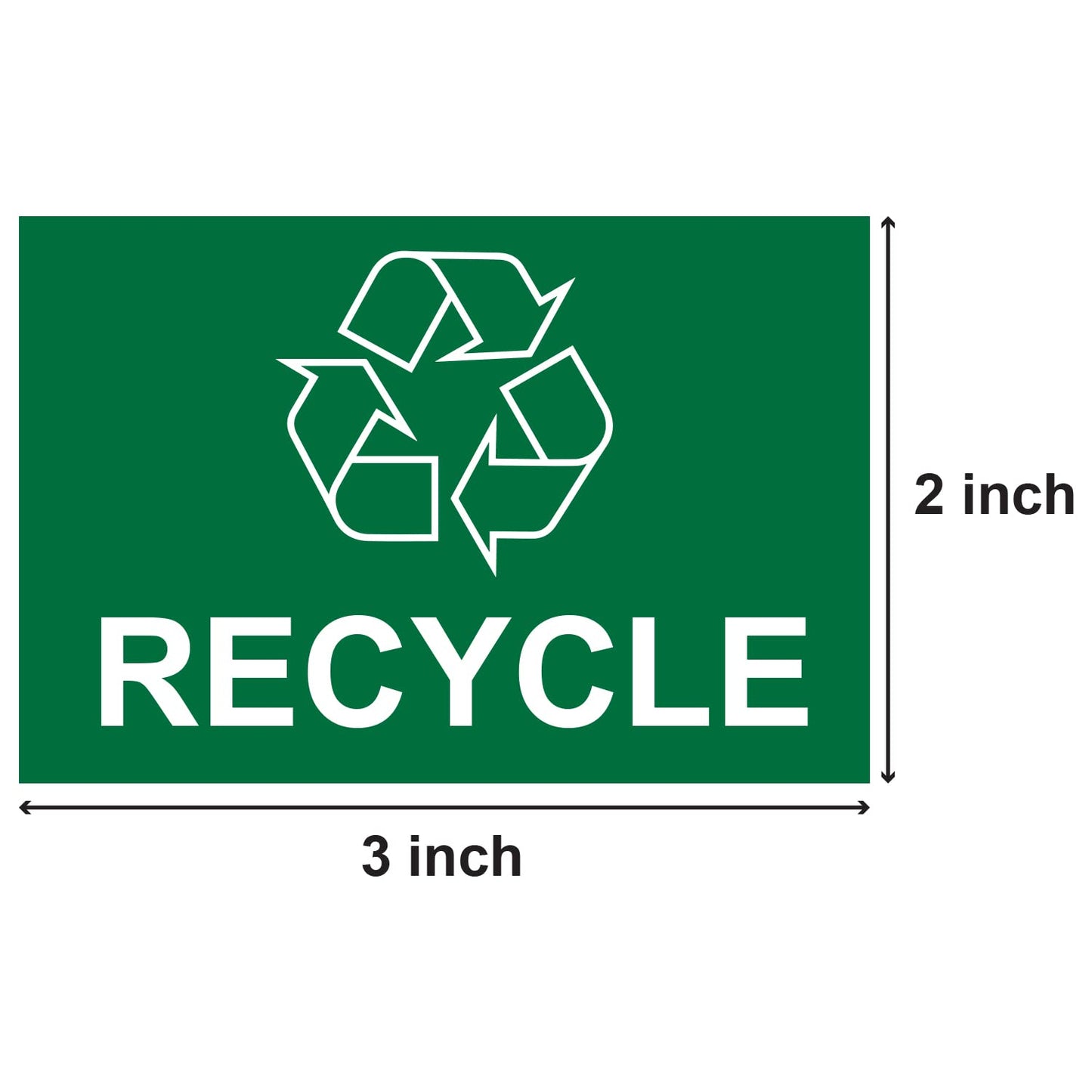 Recycling Labels with Recycle Symbol (3 x 2 inch, Green - 300 Labels) Recycle Stickers for Trash Cans, Containers or Walls Shape : Rectangle 3" x 2"