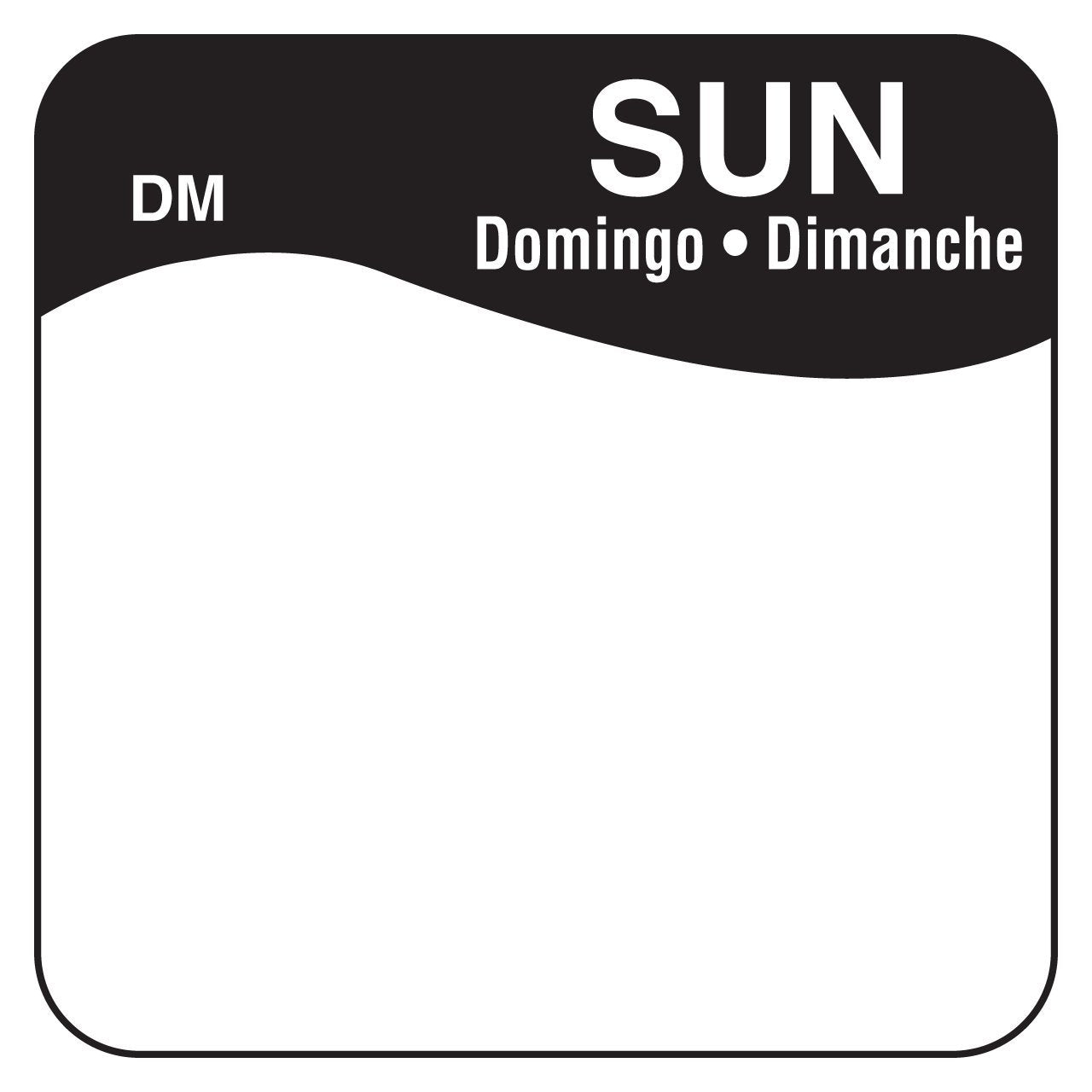 DayMark Safety Systems DissolveMark IT110072-7-SUN Day of The Week 1" x 1" Dissolvable Label, Sun, Black, Roll of 500