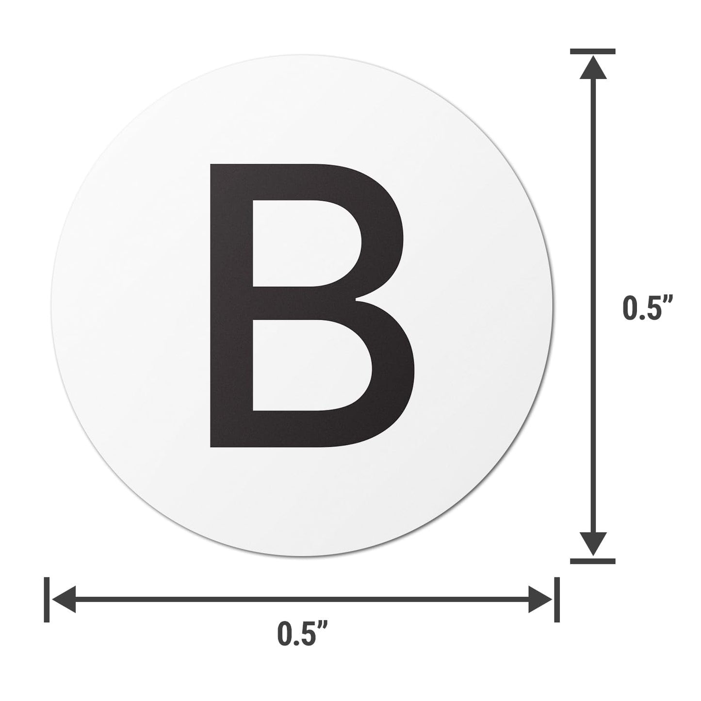 0.5 inch, Cirlce Dot Letter B Labels - Capital B Stickers for Inventory Control, Quality Control, Warehousing, Scrapbooking (300 Labels, White & Black) 300 Labels