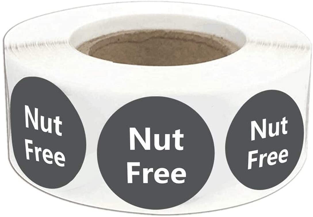 Nut Free Labels 1.5 Inch - Round Circle Dots 500 Adhesive Stickers (1.5inch)