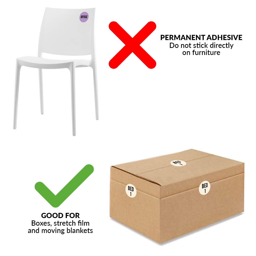 Andaz Press 720 Moving Labels for Boxes Color Coded, 1-5 Bedroom House Apartment 16 Different Living Spaces + Fragile, Donate Stickers, 2 Inch Circle Stickers Moving Box Stickers House Moving Labels