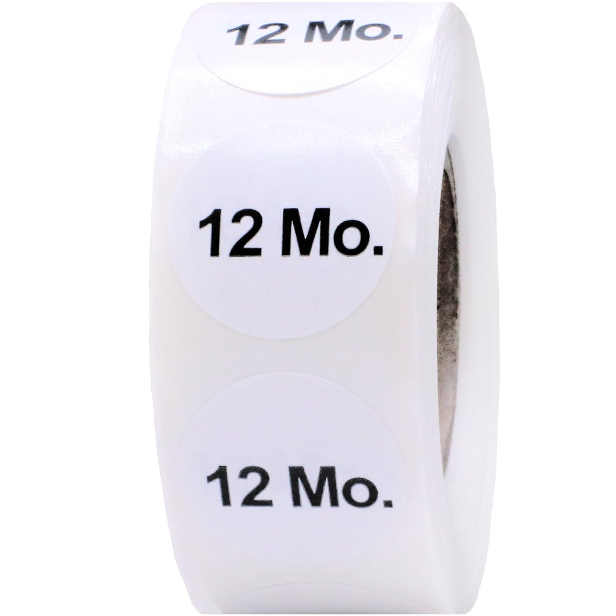 White Circle 12 Months Clothing Size Stickers for Retail Apparel 0.75 Inch 500 Total Adhesive Labels