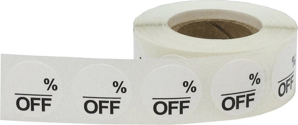 White Blank% Percent Off Stickers for Retail 0.75 Inch 500 Adhesive Labels