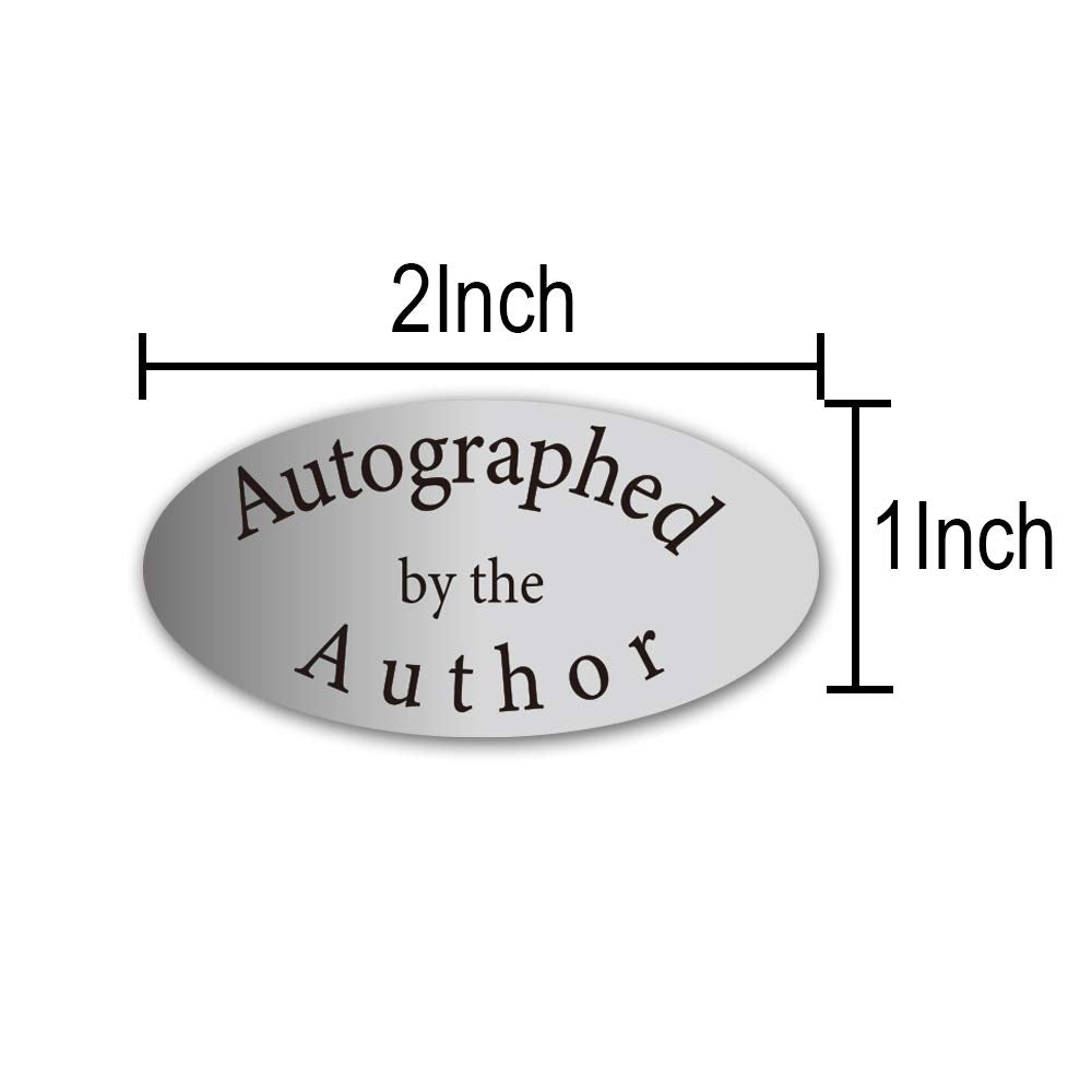 Silver Foil Autographed Label Stickers 1 x 2 Inch Oval Autographed by The Author Stickers Laminated Author Stickers-1008 Labels/Pack
