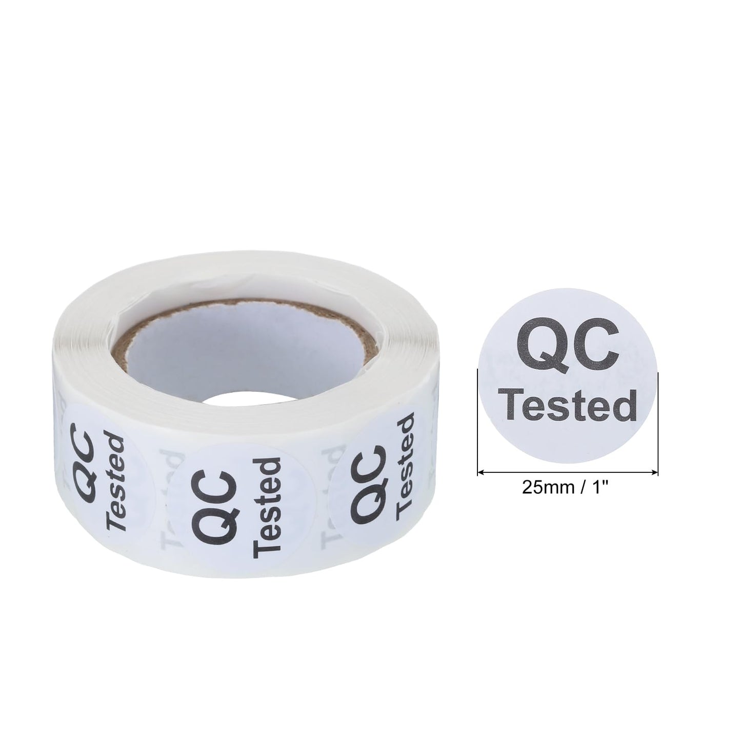MECCANIXITY Inventory QC Tested Stickers Labels 25mm/1" White for Inventory Warehouse Stock, 2 Roll 1000 Piece