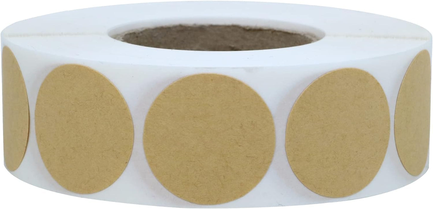 1000PCS Kraft Circle Stickers, 1 Inch Round Blank Garage Sale Price Stickers, Kraft Coding Tag Labels, Brown Natural Envelope Seals for Home, Classroom, Jam, Canning Jar Labels Brown 1 Inch