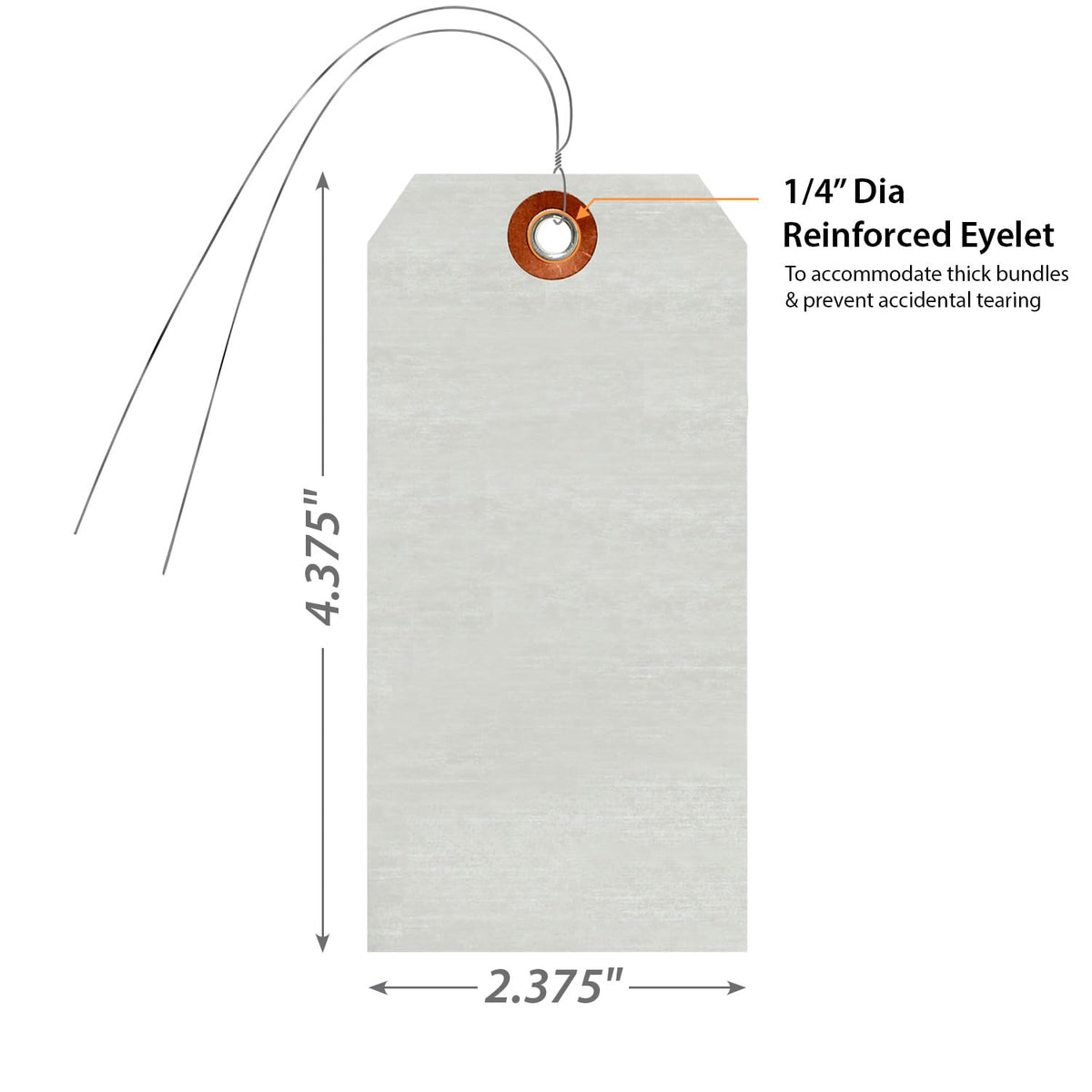 SmartSign Debossable Dead-Soft Aluminum Indentable Blank Write-On Marking Tags | 2.375" x 4.875", Pack of 100 Pre-Wired Tags 2.375" x 4.875" Metal Wires - Pack of 100