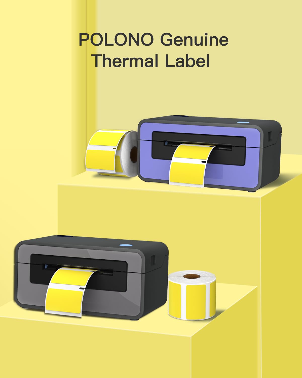 POLONO Genuine 2.25”x1.25” Direct Thermal Label, Self-Adhesive, Perforated Stickers for Address, Barcode, Adhesive Multipurpose Compatible with PL80E, PL70E and PL60 Label Printer(1000 Labels, Yellow)