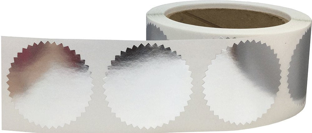 Envelope Package Seals Serrated Edge Color Coding Labels Metallic Silver Certificate Award Stickers 2 Inch Round 500 Total Adhesive Stickers