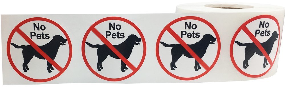 No Pets Allowed Labels 1 1/2 Inch Round Circle Dots 500 Adhesive Stickers
