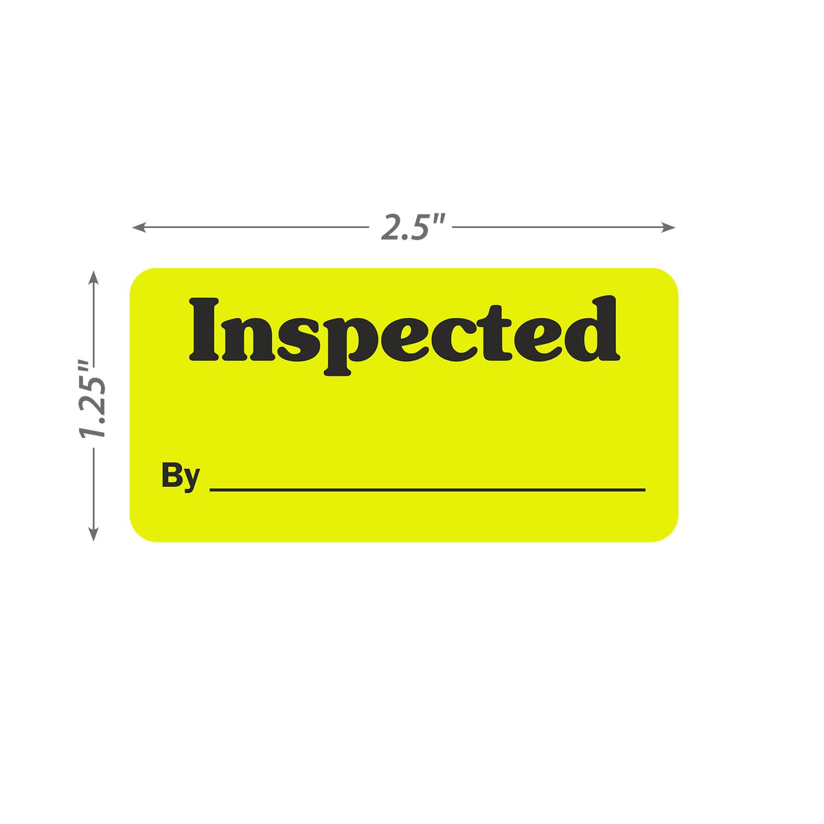 SmartSign Inspected by Write-On Labels in Dispenser Box - Pack of 1000, 2.5" x 1.25", Black on Fluorescent Yellow, Paper Stickers with Permanent Adhesive