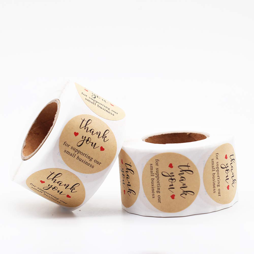 YOGET 1.5'' Thank You for Supporting Our Small Business, Kraft Paper Thank You Stickers, 500 Labels Per Roll Our business