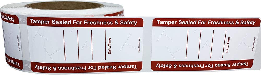 500 White Tamper Evident Food Seal Stickers with Date and Time, Labels for Food Containers, 2 x 4 Inches, Writable Tamper Proof Stickers, Tamper Evident Tape - Ideal for Secure Food Delivery 500