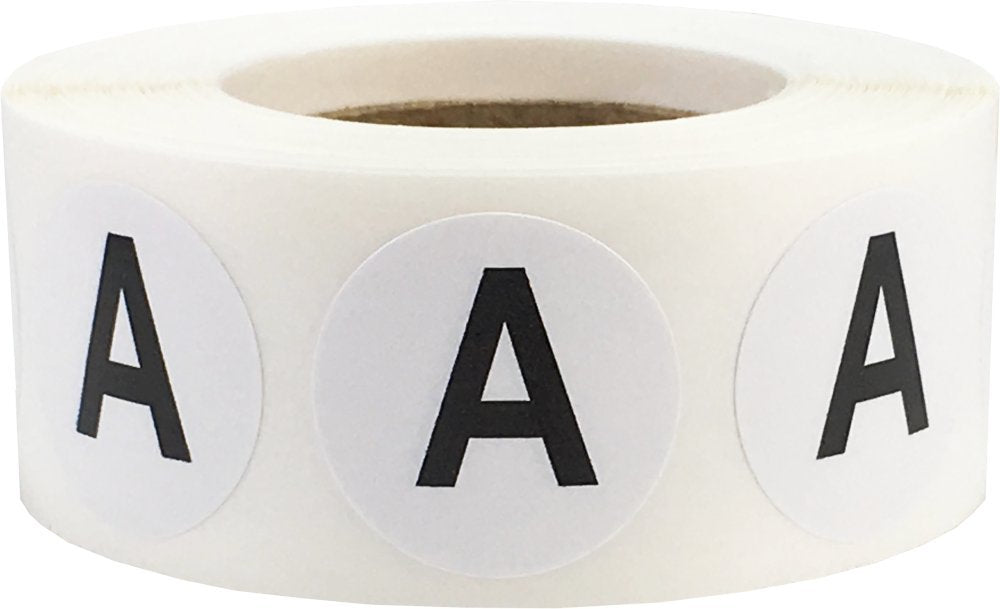 Letter A Inventory Labels .75 Inch Round Circle Dots 500 Adhesive Stickers