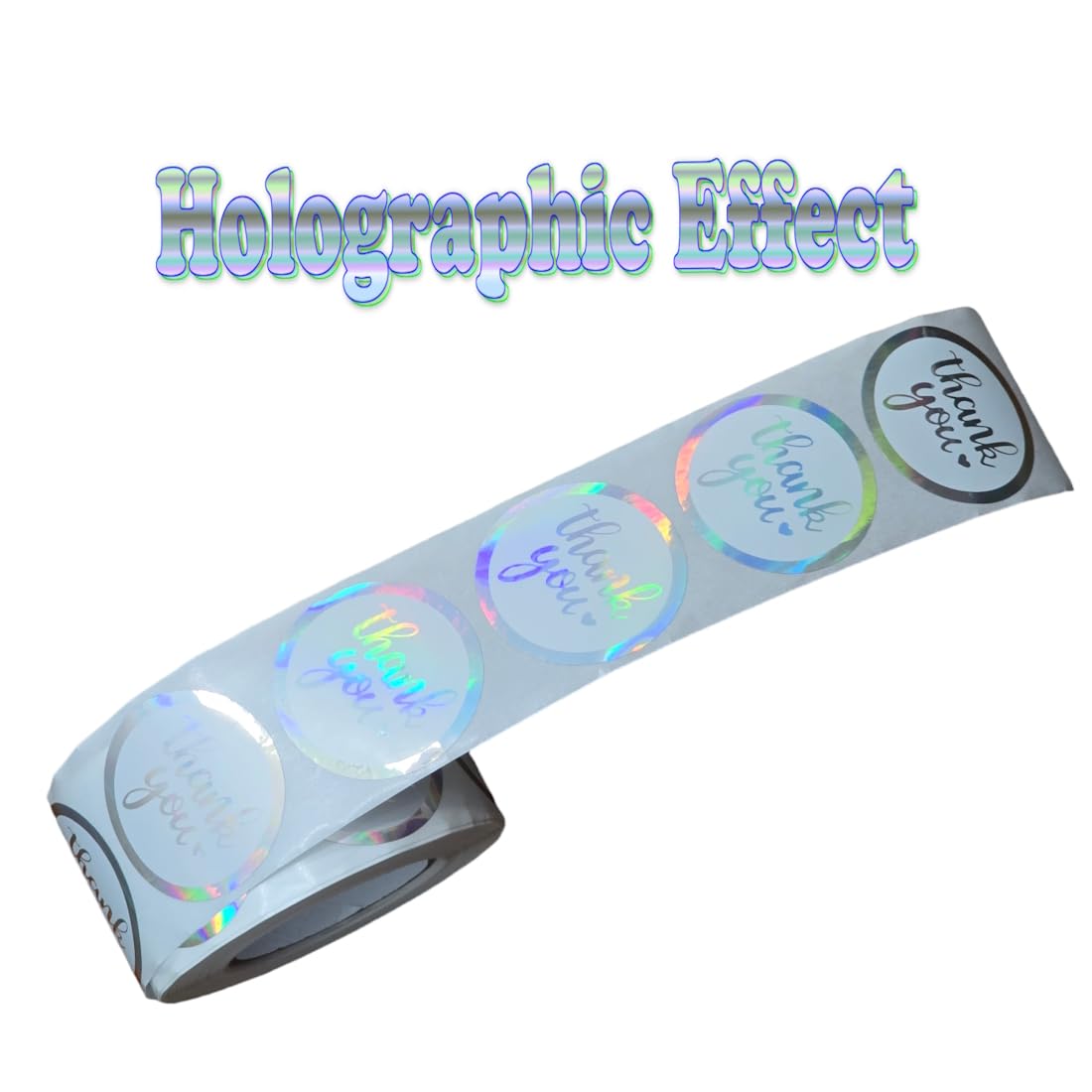 1.5 inch Thank You Sticker, 600 Pcs Roll. Thank You Stickers Labels w Holographic Iridescent Effect for Gift Wrapping, Invitations, Cards, Party Favors