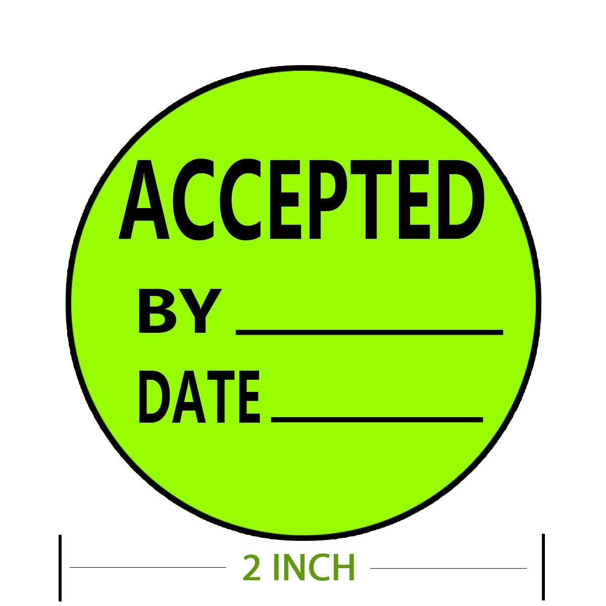 2" Black and Green Round Accepted Stickers Labels for Quality Control, Inventory, Warehouse Receiving(500 Pcs per roll)