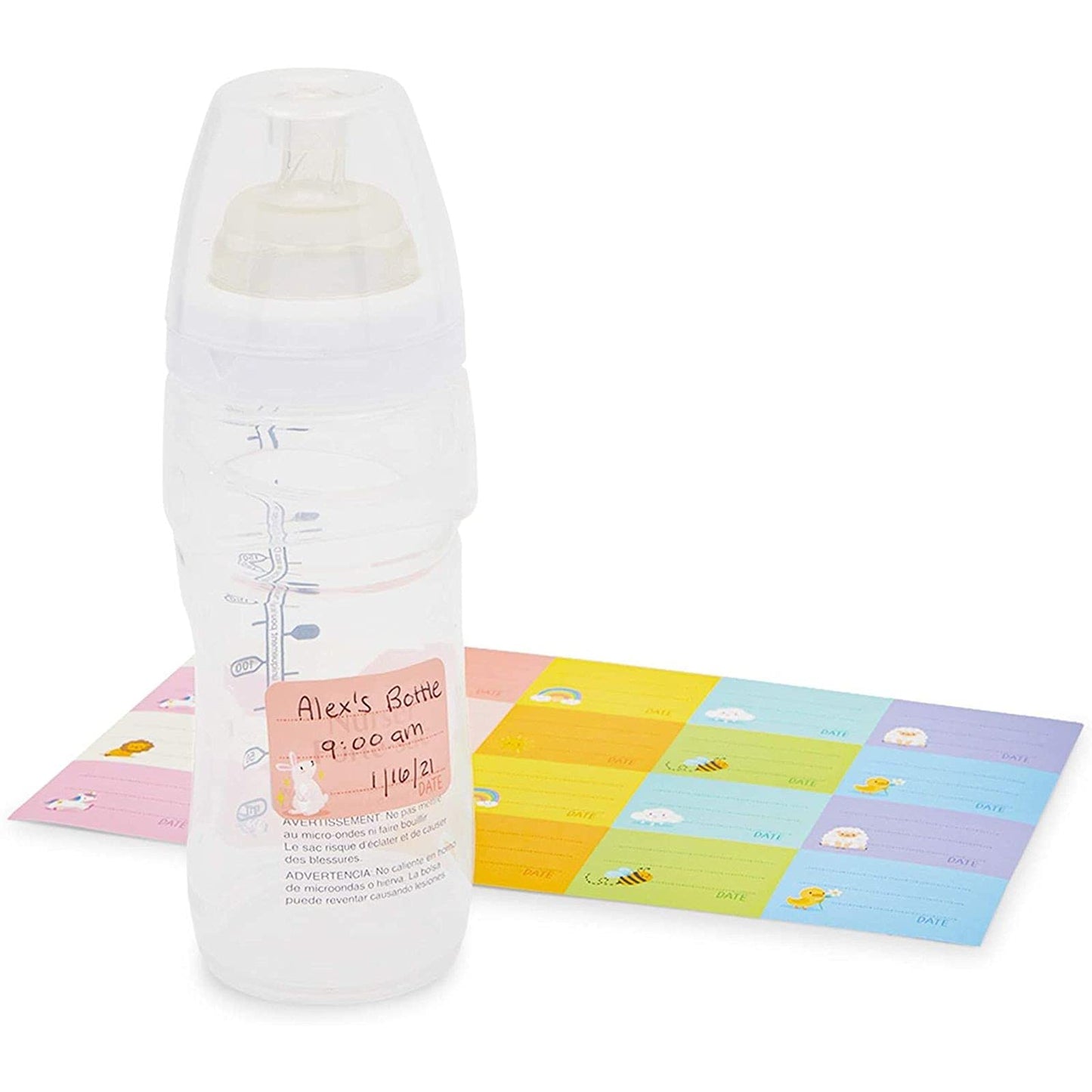 Stockroom Plus Removable Baby Bottle Labels for Daycare, 25 Sheets (10 Colors, 500 Pieces)