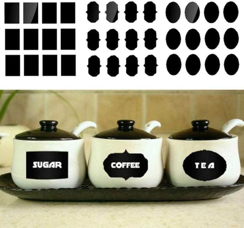 36 Pcs Black Waterproof Chalkboard Labels Stickers Home Kitchen Jars Bottle Tags Blackboard Stickers Office School Supplies Deft Design Labels and Stickers