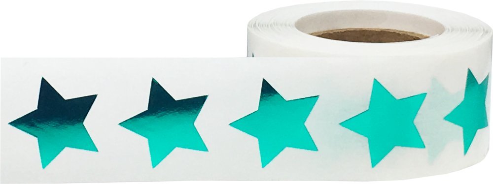 Metallic Green Star Shape Stickers 0.75 Inch 500 Adhesive Labels Metallic Green