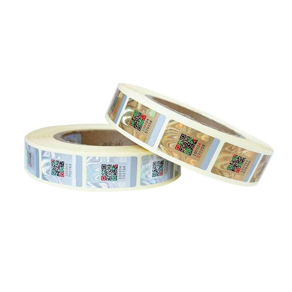 Anti-Counterfeit Smart Labels,1000 Units QR Code Stickers Security Tags Scratch Off Anti-Fake Serial Number Verification, Genuine Label Stickers Silver