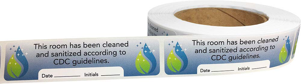 This Room Has Been Cleaned and Sanitized Labels Removable Adhesive 1 x 4 Inch 500 Total Labels