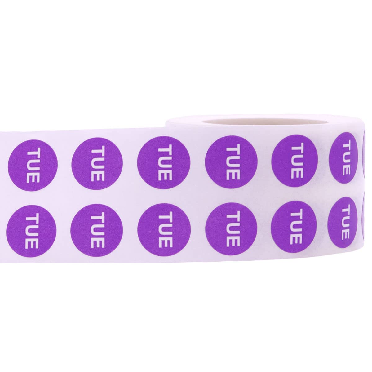 Purple Circle Tuesday Stickers, 1/2 Inch Round, 1000 Labels on a Roll