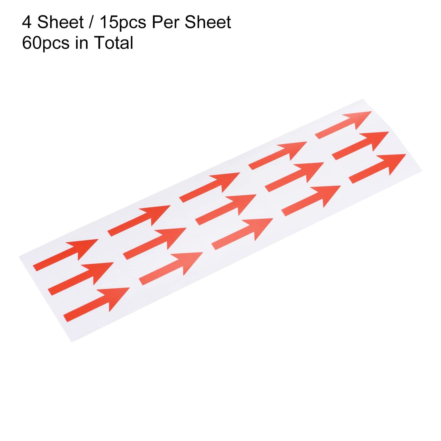 PATIKIL Small Arrow Stickers 2x0.8", 4 Sheet PET Self Adhesive Inspection Indicator Label for Industrial Work, Red