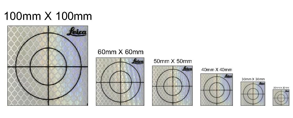Reflective Tape Survey Targets (20pcs 60X60mm, White) 20pcs 60X60mm