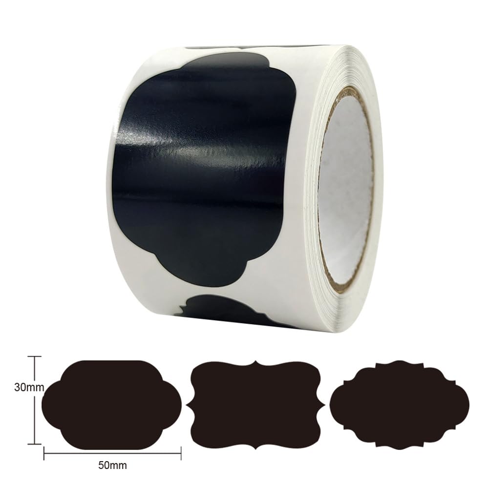 2 Rolls Kraft Paper Label Stickers Self Adhesive Gift Labels Gift Tag Stickers Canning Sticker Labels Holiday Present Stickers Glass Bottle Labels Stickers Black