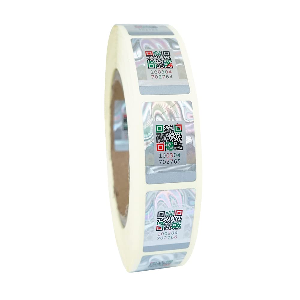 Anti-Counterfeit Smart Labels,1000 Units QR Code Stickers Security Tags Scratch Off Anti-Fake Serial Number Verification, Genuine Label Stickers Silver